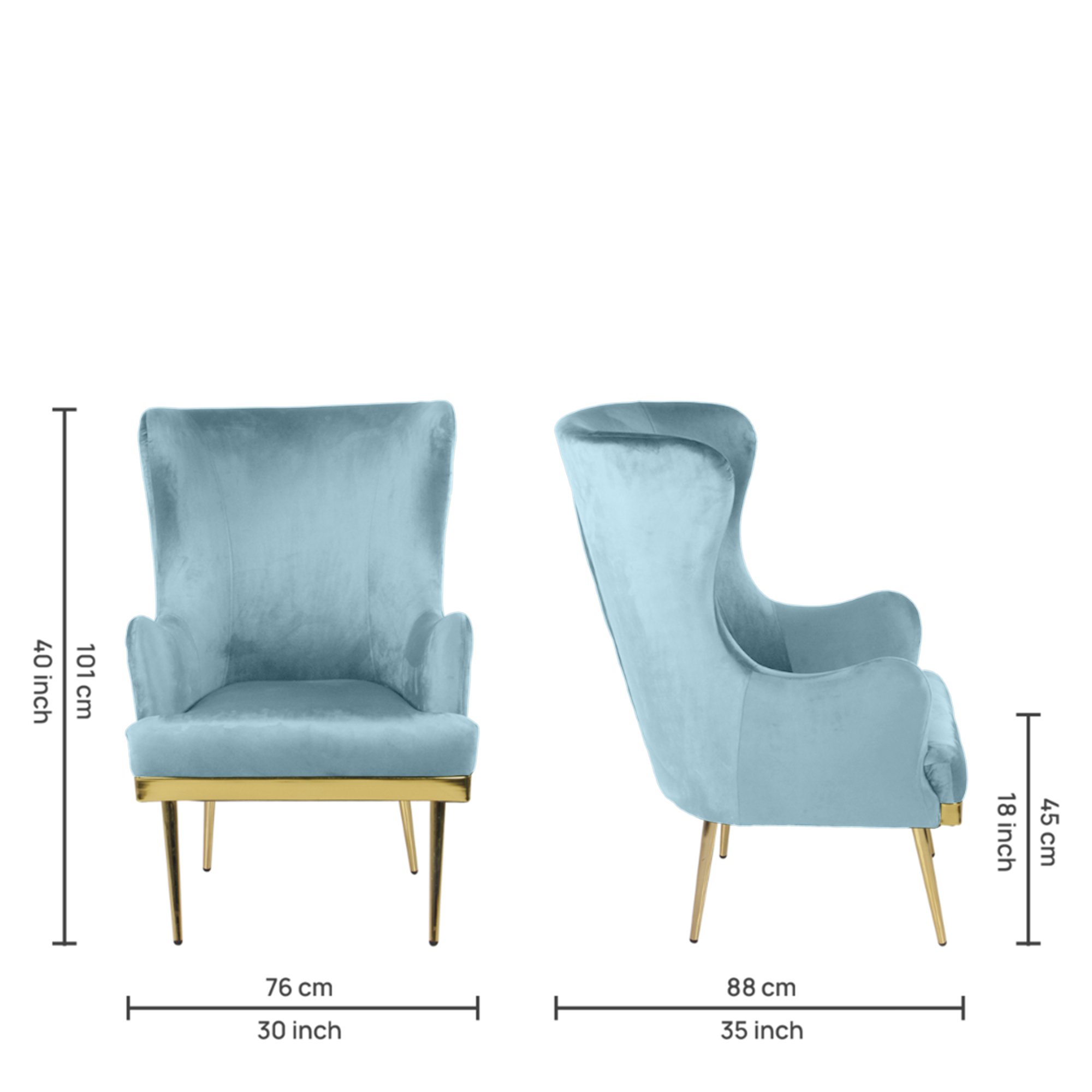 Primrose Camilla Wing Chair for Living Room Bedroom High Back Arm Rest Chair - Teal view 3